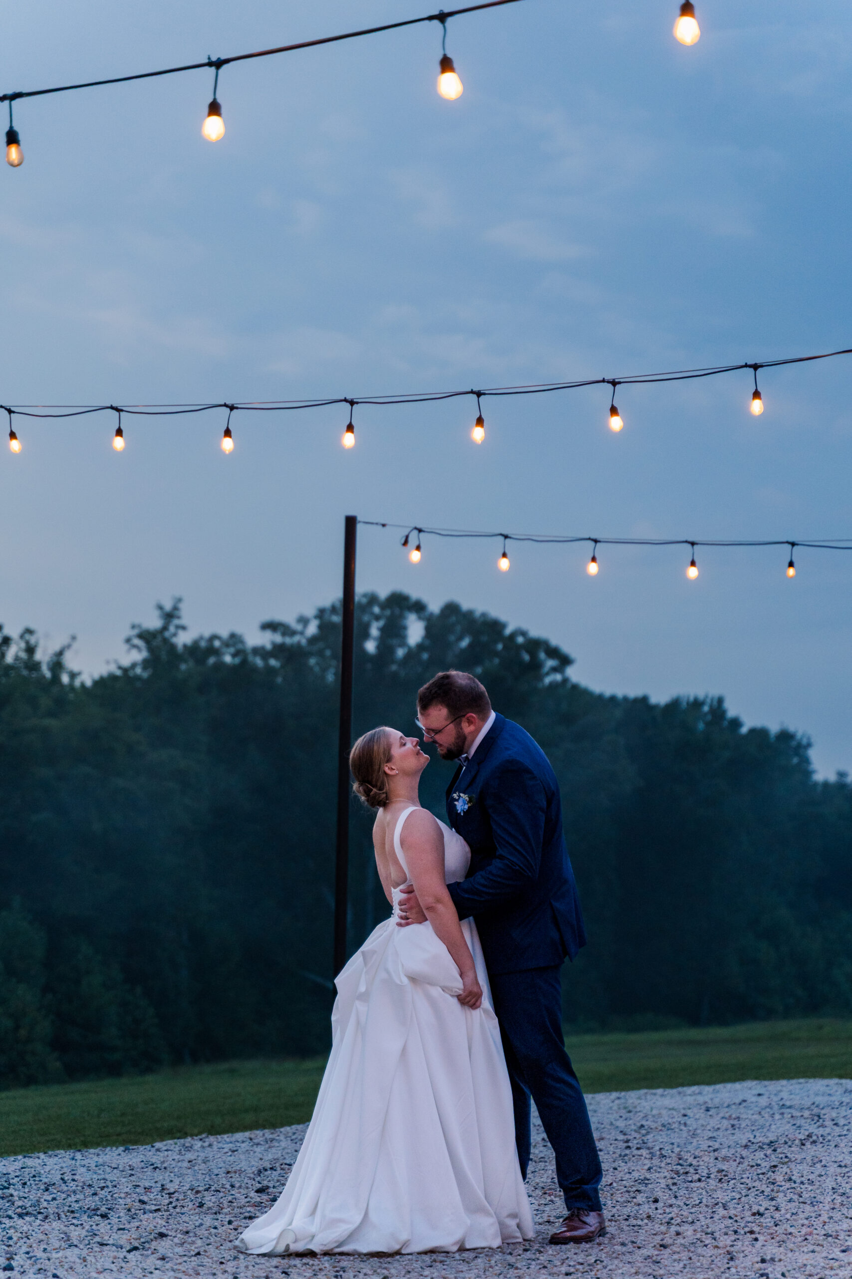 bride and groom blue hour portraits north carolina wedding