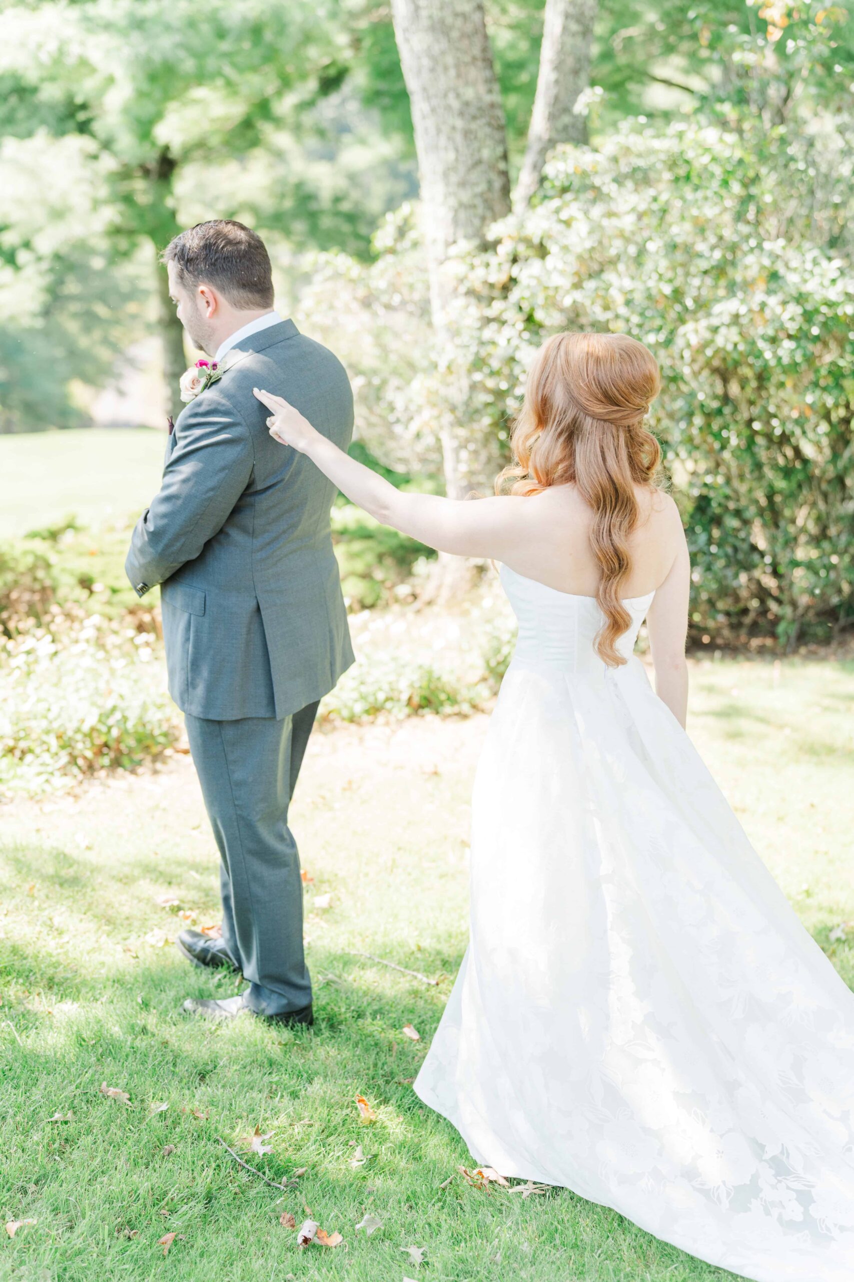 Bride and groom first look at Olde Beau Resort & Golf Club wedding photography