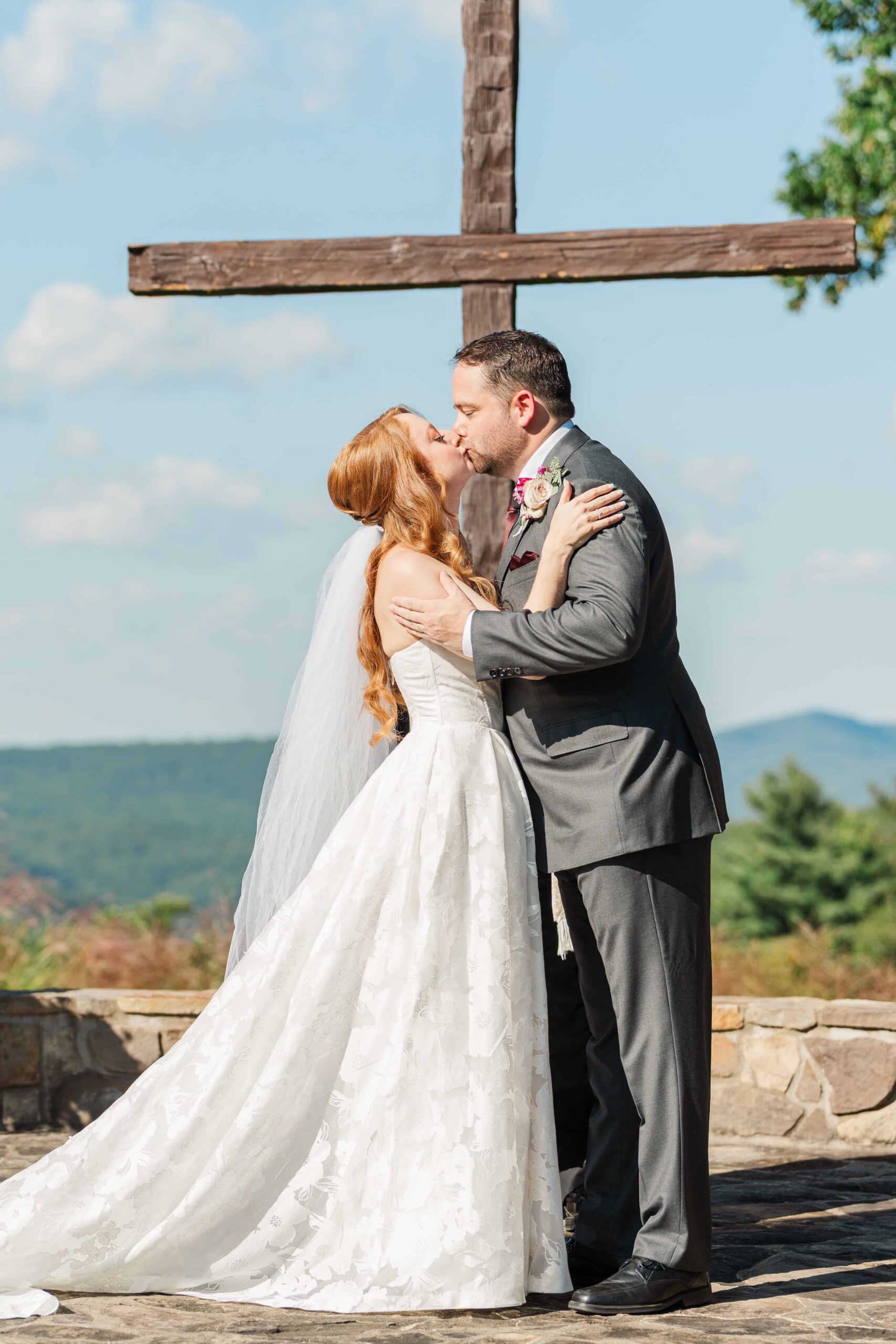 Caroline and Derek’s first kiss as husband and wife
