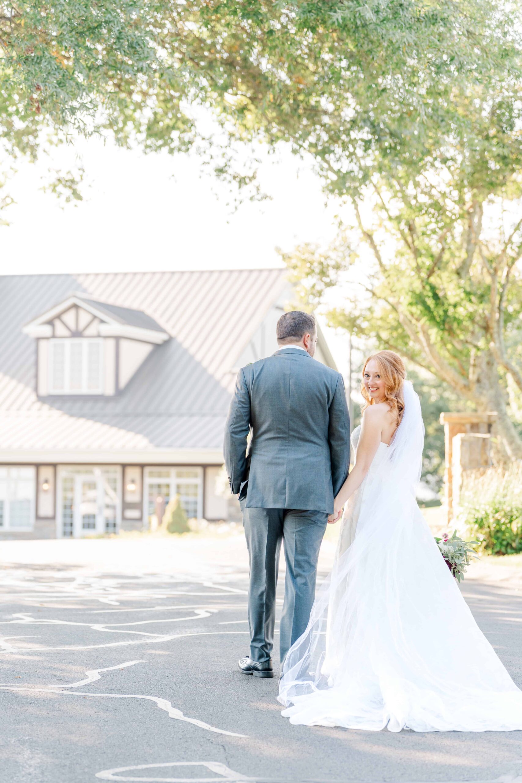 Wedding photographers capturing golden hour at golf course