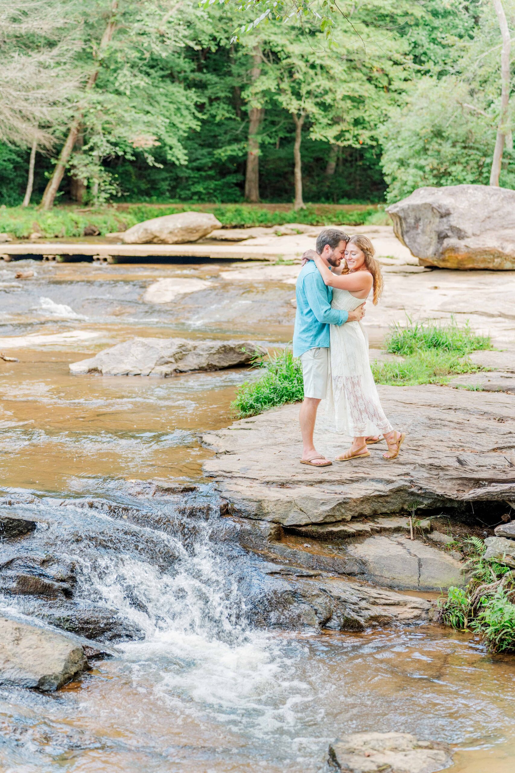 Best spots for engagement photos in North Carolina McGalliard Falls summer view