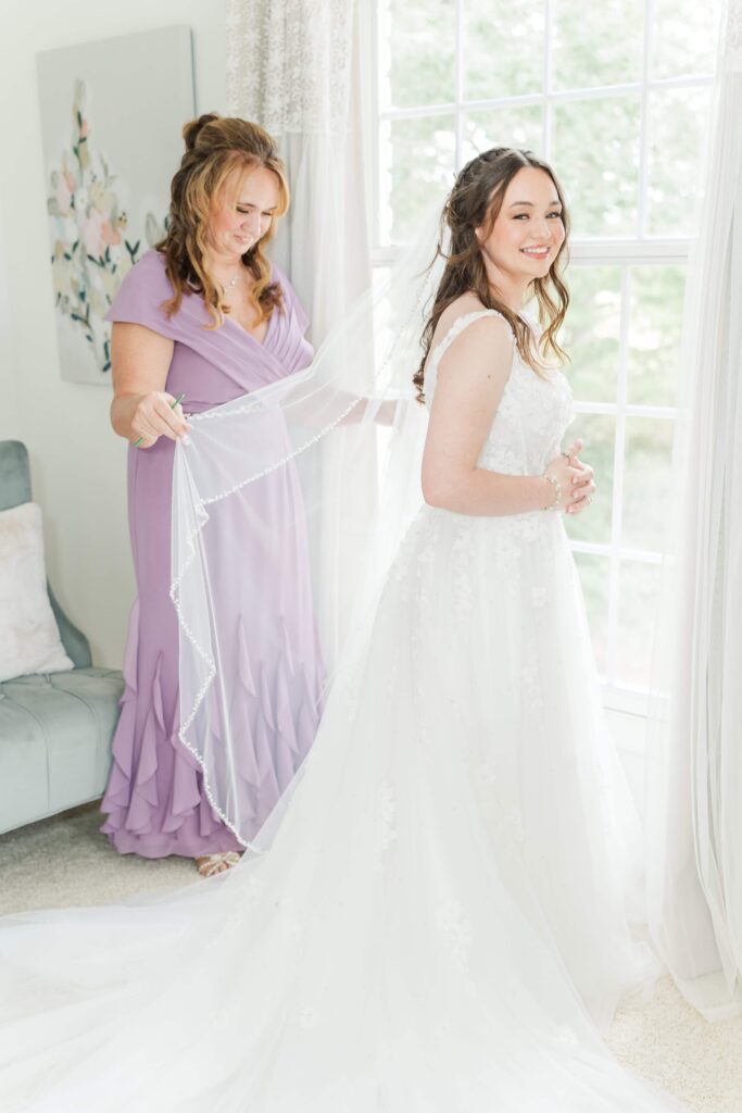 Bride getting ready at Heron Hill Venue before her wedding ceremony