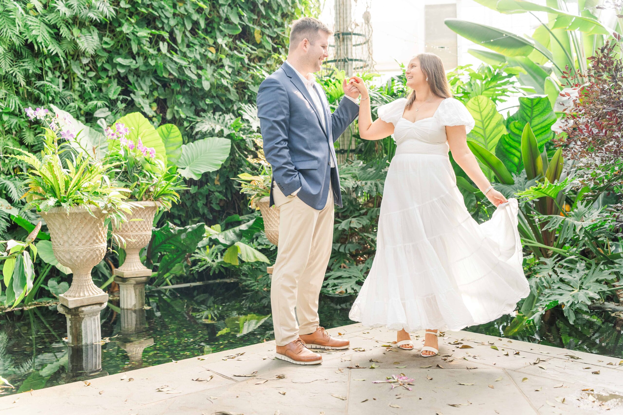 Bride and groom exploring Daniel Stowe for the first time