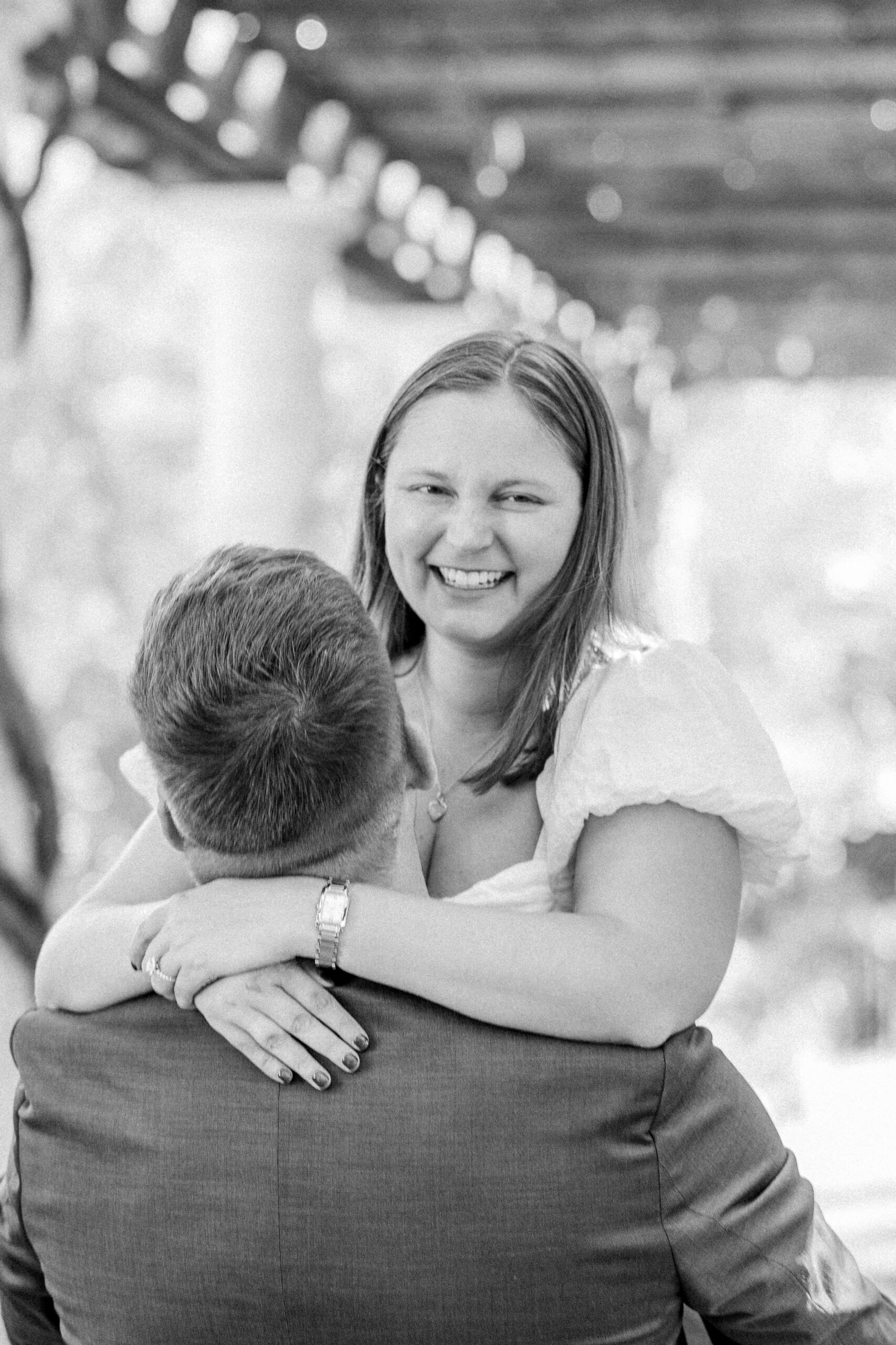 Bride-to-be and groom-to-be laughing the entire time