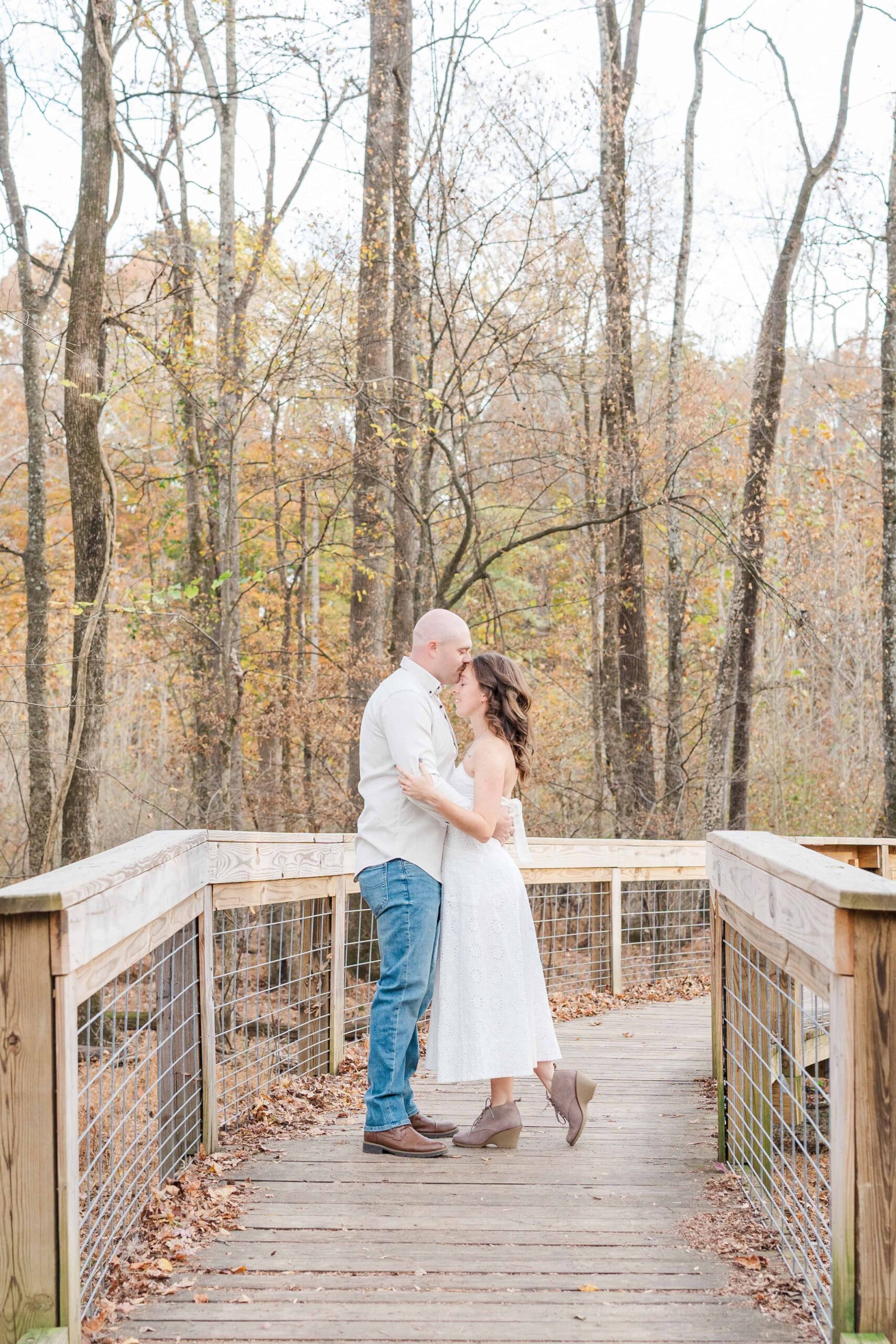 Beautiful engagement photos of couple exploring unique spot at nature preserve
