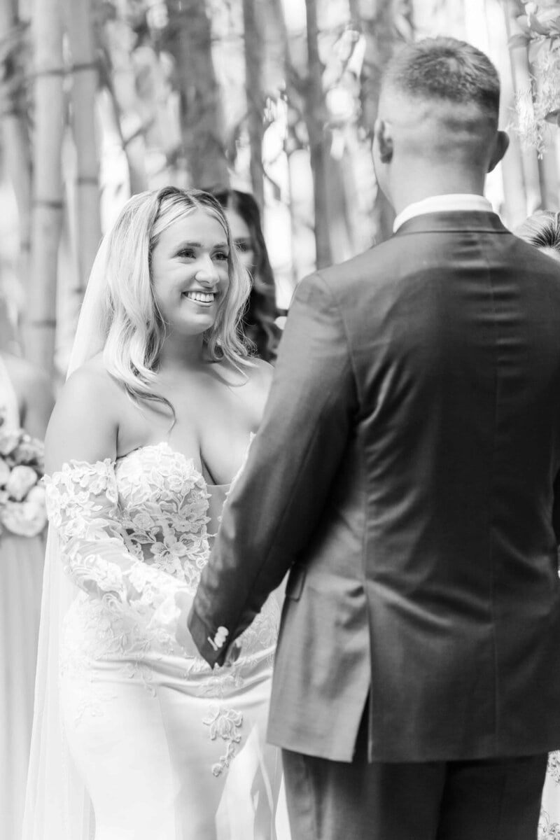 Wedding ceremony surrounded by a magical bamboo forest at Camelot Meadows