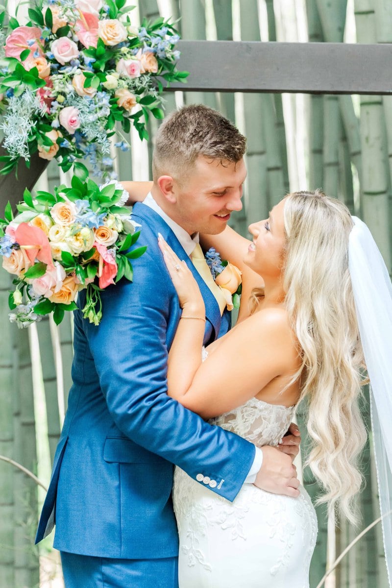 Bride and groom portraits in the bamboo forest at Camelot Meadows