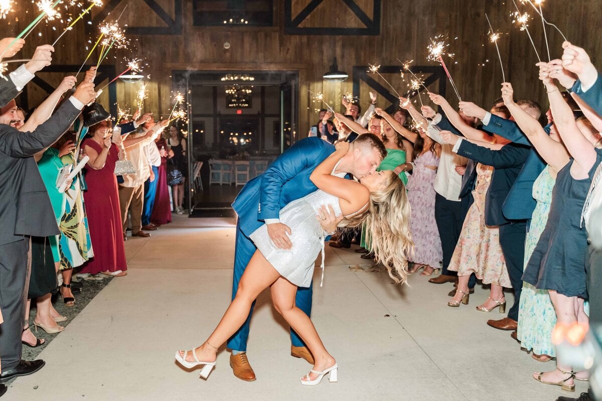 Sparkler exit at a Camelot Meadows Wedding in Belmont NC