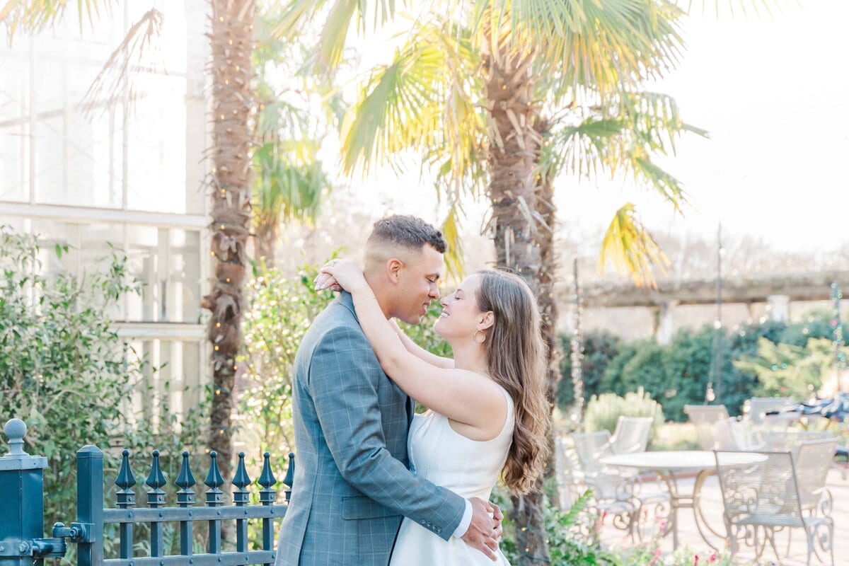 Charlotte winter engagement session with palm trees