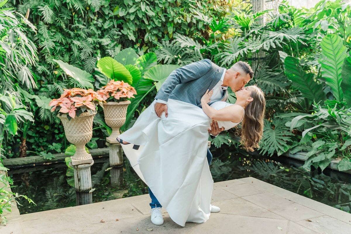 Charlotte winter engagement photos with tropical feel