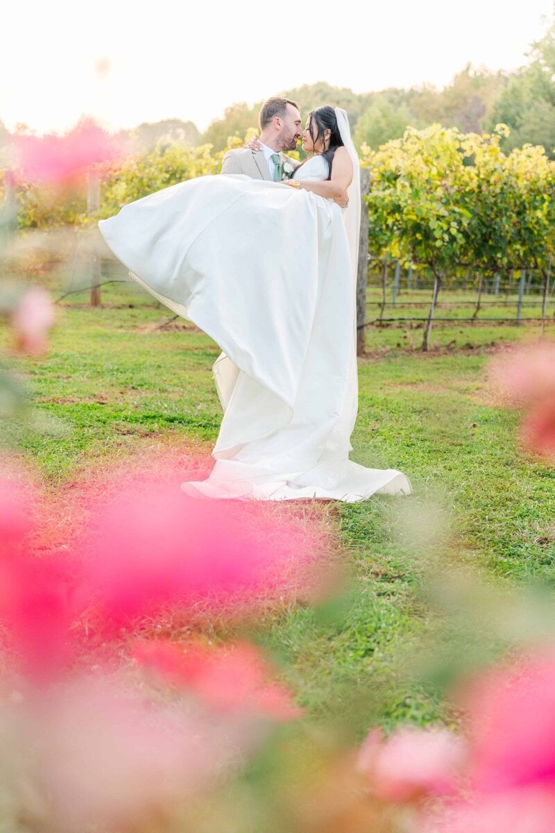 Romantic vineyard views during Dugaren Vineyards Wedding portraits