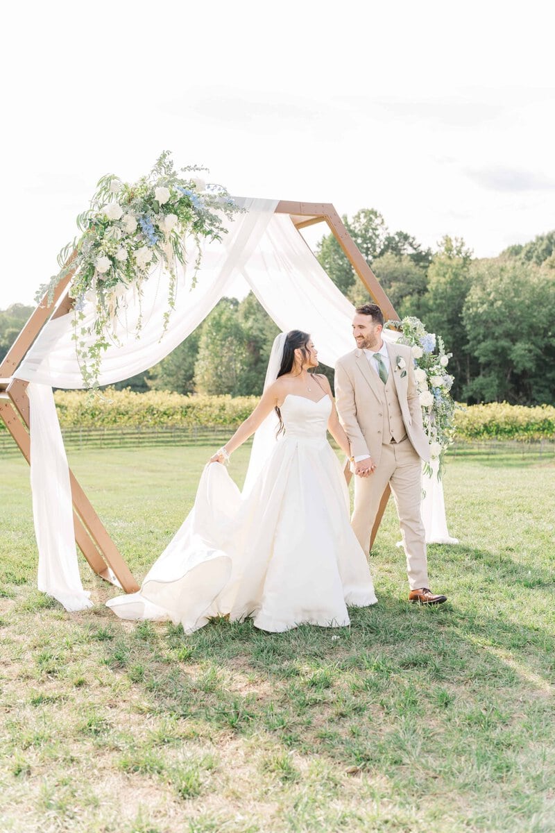 Wedding ceremony overlooking acres of scenic land at Dugaren Vineyards